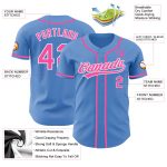 Personalized Powder Blue Pink-White Authentic Baseball Jersey