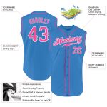 Personalized Powder Blue Pink-White Authentic Sleeveless Baseball Jersey Team Custom Name and Number