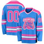 Personalized Powder Blue Pink-White Hockey Jersey Team Custom Name and Number