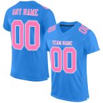 Personalized Powder Blue Pink-White Mesh Authentic Football Jersey Team Custom Name and Number