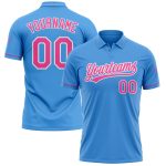 Personalized Powder Blue Pink-White Performance Vapor Golf Polo Shirt Team Custom Name and Number