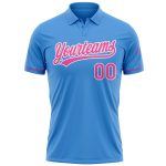 Personalized Powder Blue Pink-White Performance Vapor Golf Polo Shirt Team Custom Name and Number