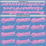 Personalized Powder Blue Pink-White Two-Button Unisex Softball Jersey Team Custom Name and Number