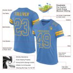 Personalized Powder Blue Powder Blue-Gold Mesh Authentic Football Jersey Team Custom Name and Number