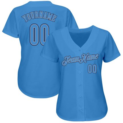Personalized Powder Blue Powder Blue-Navy Authentic Baseball Jersey