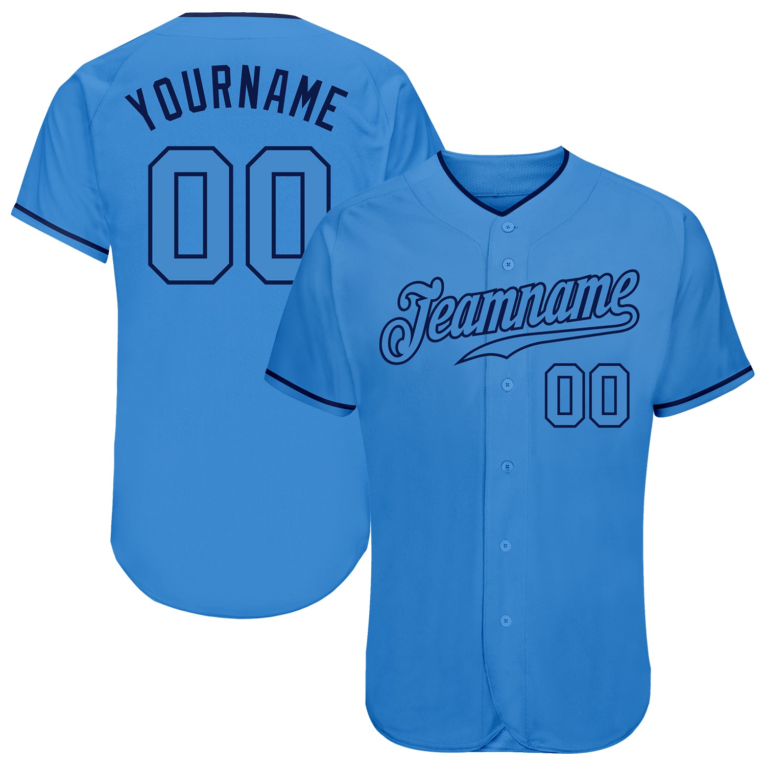 Personalized Powder Blue Powder Blue-Navy Authentic Baseball Jersey Team Custom Name and Number
