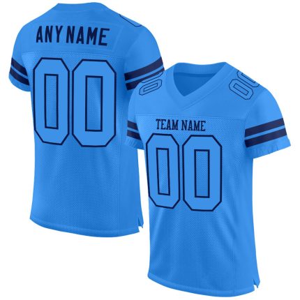 Personalized Powder Blue Powder Blue-Navy Mesh Authentic Football Jersey Team Custom Name and Number
