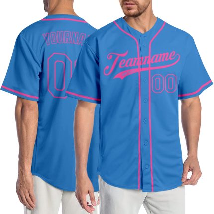 Personalized Powder Blue Powder Blue-Pink Authentic Baseball Jersey Team Custom Name and Number