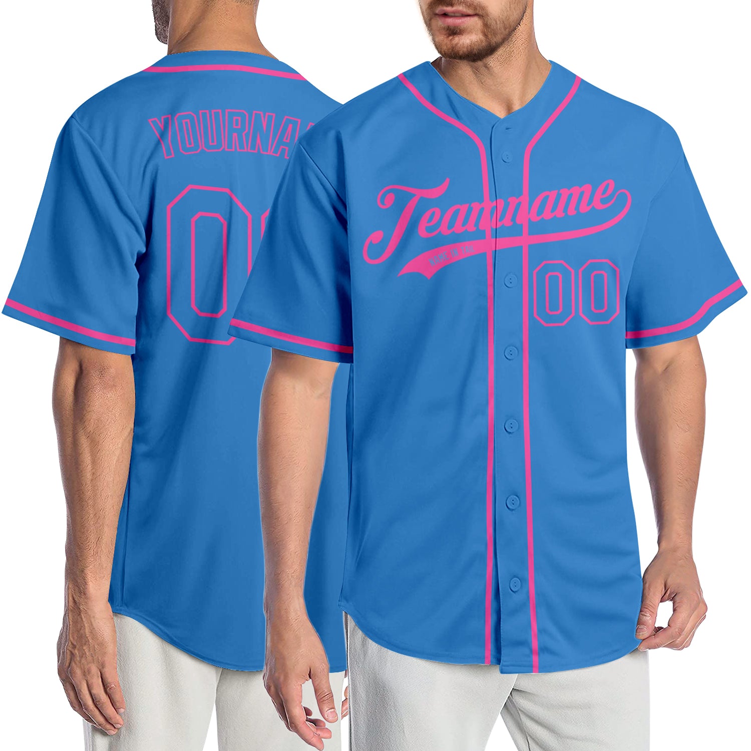 Personalized Powder Blue Powder Blue-Pink Authentic Baseball Jersey Team Custom Name and Number