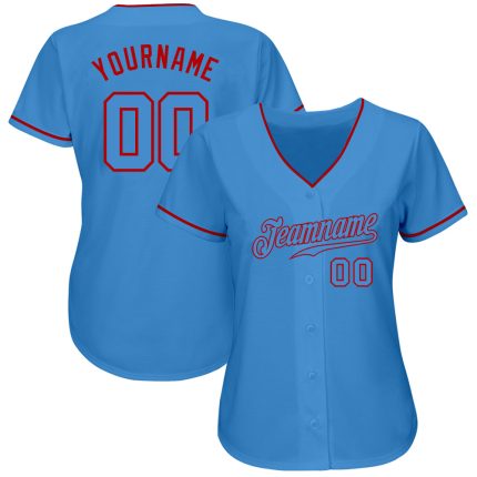 Personalized Powder Blue Powder Blue-Red Authentic Baseball Jersey Team Custom Name and Number