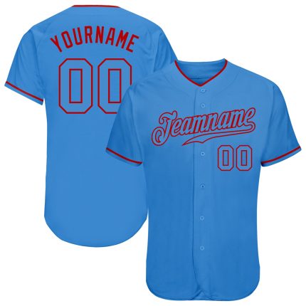 Personalized Powder Blue Powder Blue-Red Authentic Baseball Jersey Team Custom Name and Number