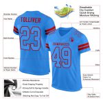 Personalized Powder Blue Powder Blue-Red Mesh Authentic Football Jersey Team Custom Name and Number
