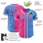 Personalized Powder Blue Purple-Pink Authentic Gradient Fashion Baseball Jersey Team Custom Name and Number