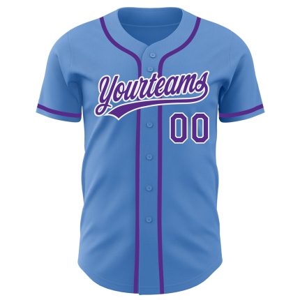 Personalized Powder Blue Purple-White Authentic Baseball Jersey
