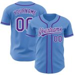 Personalized Powder Blue Purple-White Authentic Baseball Jersey