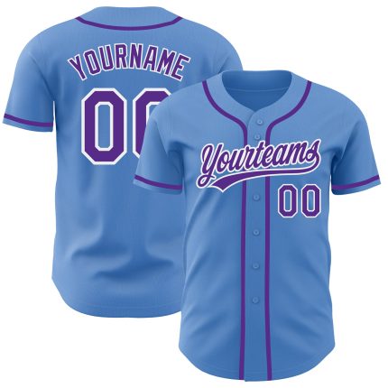 Personalized Powder Blue Purple-White Authentic Baseball Jersey