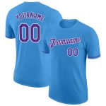 Personalized Powder Blue Purple-White Performance T-Shirt Team Custom Name and Number