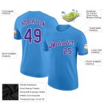 Personalized Powder Blue Purple-White Performance T-Shirt Team Custom Name and Number