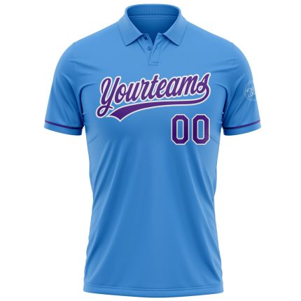 Personalized Powder Blue Purple-White Performance Vapor Golf Polo Shirt Team Custom Name and Number