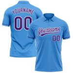 Personalized Powder Blue Purple-White Performance Vapor Golf Polo Shirt Team Custom Name and Number
