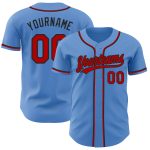 Personalized Powder Blue Red-Black Authentic Baseball Jersey Team Custom Name and Number