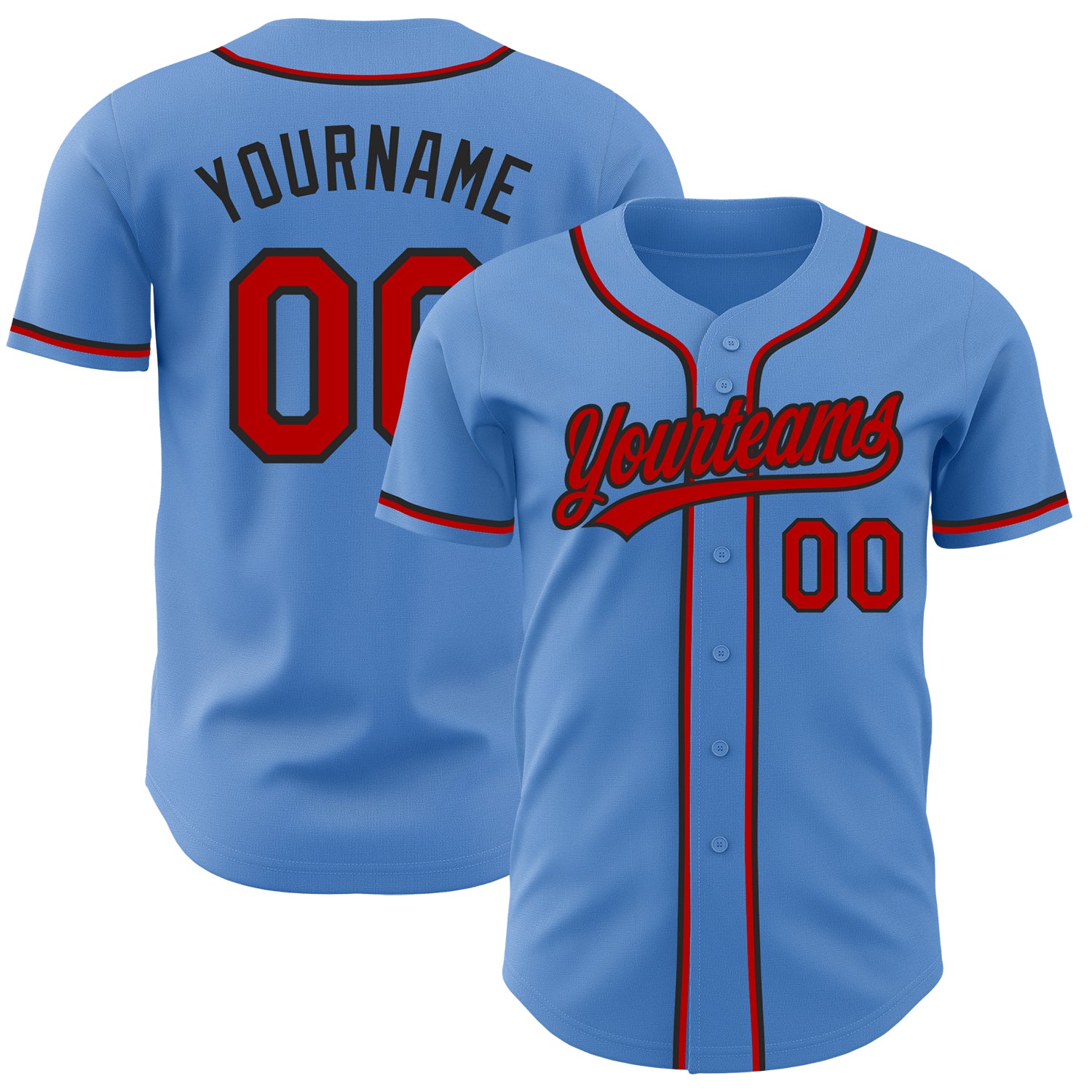 Personalized Powder Blue Red-Black Authentic Baseball Jersey Team Custom Name and Number