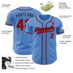 Personalized Powder Blue Red-Black Authentic Baseball Jersey Team Custom Name and Number