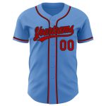 Personalized Powder Blue Red-Black Authentic Baseball Jersey Team Custom Name and Number
