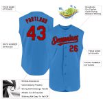 Personalized Powder Blue Red-Black Authentic Sleeveless Baseball Jersey Team Custom Name and Number