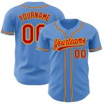 Personalized Powder Blue Red-Gold Authentic Baseball Jersey