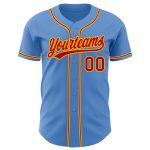 Personalized Powder Blue Red-Gold Authentic Baseball Jersey