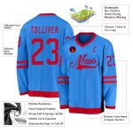 Personalized Powder Blue Red Hockey Jersey Team Custom Name and Number