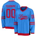 Personalized Powder Blue Red Hockey Jersey Team Custom Name and Number