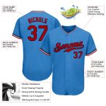 Personalized Powder Blue Red-Navy Authentic Baseball Jersey