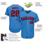 Personalized Powder Blue Red-Navy Authentic Baseball Jersey Team Custom Name and Number