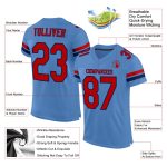 Personalized Powder Blue Red-Navy Mesh Authentic Football Jersey