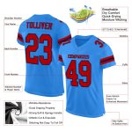 Personalized Powder Blue Red-Navy Mesh Authentic Football Jersey Team Custom Name and Number