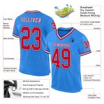 Personalized Powder Blue Red-Navy Mesh Authentic Throwback Football Jersey Team Custom Name and Number