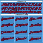 Personalized Powder Blue Red-Navy Performance T-Shirt Team Custom Name and Number