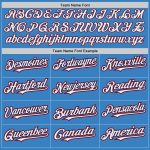 Personalized Powder Blue Red-Navy Pinstripe Red Authentic Baseball Jersey Team Custom Name and Number