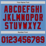 Personalized Powder Blue Red-Navy Two-Button Unisex Softball Jersey Team Custom Name and Number