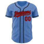 Personalized Powder Blue Red Pinstripe Black Authentic Baseball Jersey Team Custom Name and Number