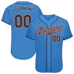Personalized Powder Blue Red Pinstripe Black-White Authentic Baseball Jersey Team Custom Name and Number