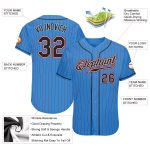 Personalized Powder Blue Red Pinstripe Black-White Authentic Baseball Jersey Team Custom Name and Number