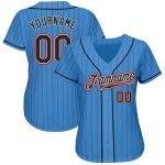 Personalized Powder Blue Red Pinstripe Black-White Authentic Baseball Jersey Team Custom Name and Number