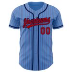 Personalized Powder Blue Red Pinstripe Navy Authentic Baseball Jersey Team Custom Name and Number