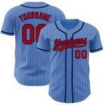 Personalized Powder Blue Red Pinstripe Navy Authentic Baseball Jersey Team Custom Name and Number