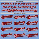 Personalized Powder Blue Red Pinstripe Red-Black Authentic Baseball Jersey
