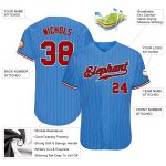 Personalized Powder Blue Red Pinstripe Red-Black Authentic Baseball Jersey Team Custom Name and Number