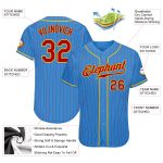 Personalized Powder Blue Red Pinstripe Red-Gold Authentic Baseball Jersey Team Custom Name and Number